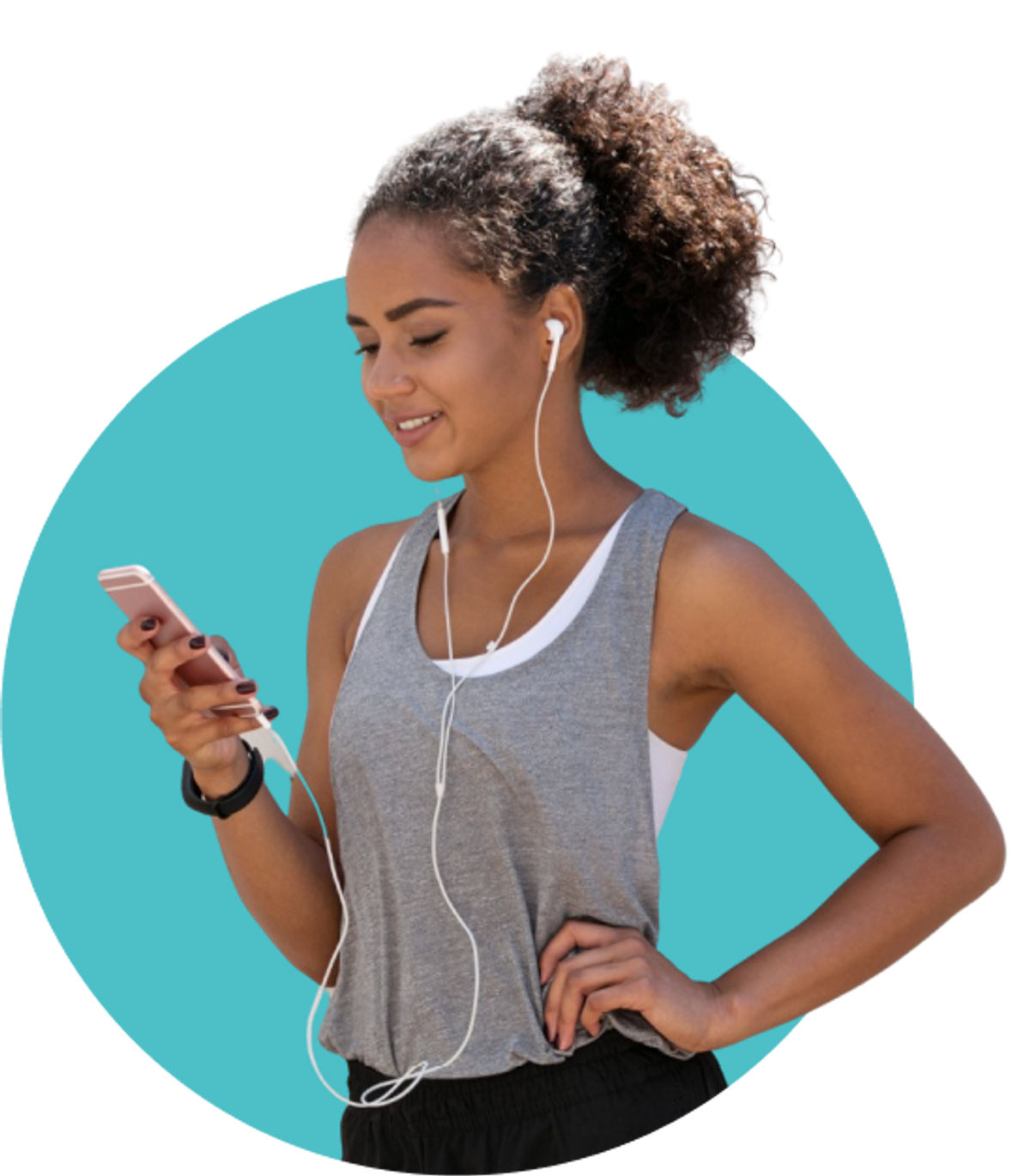 Woman looking at the Exakt Health app