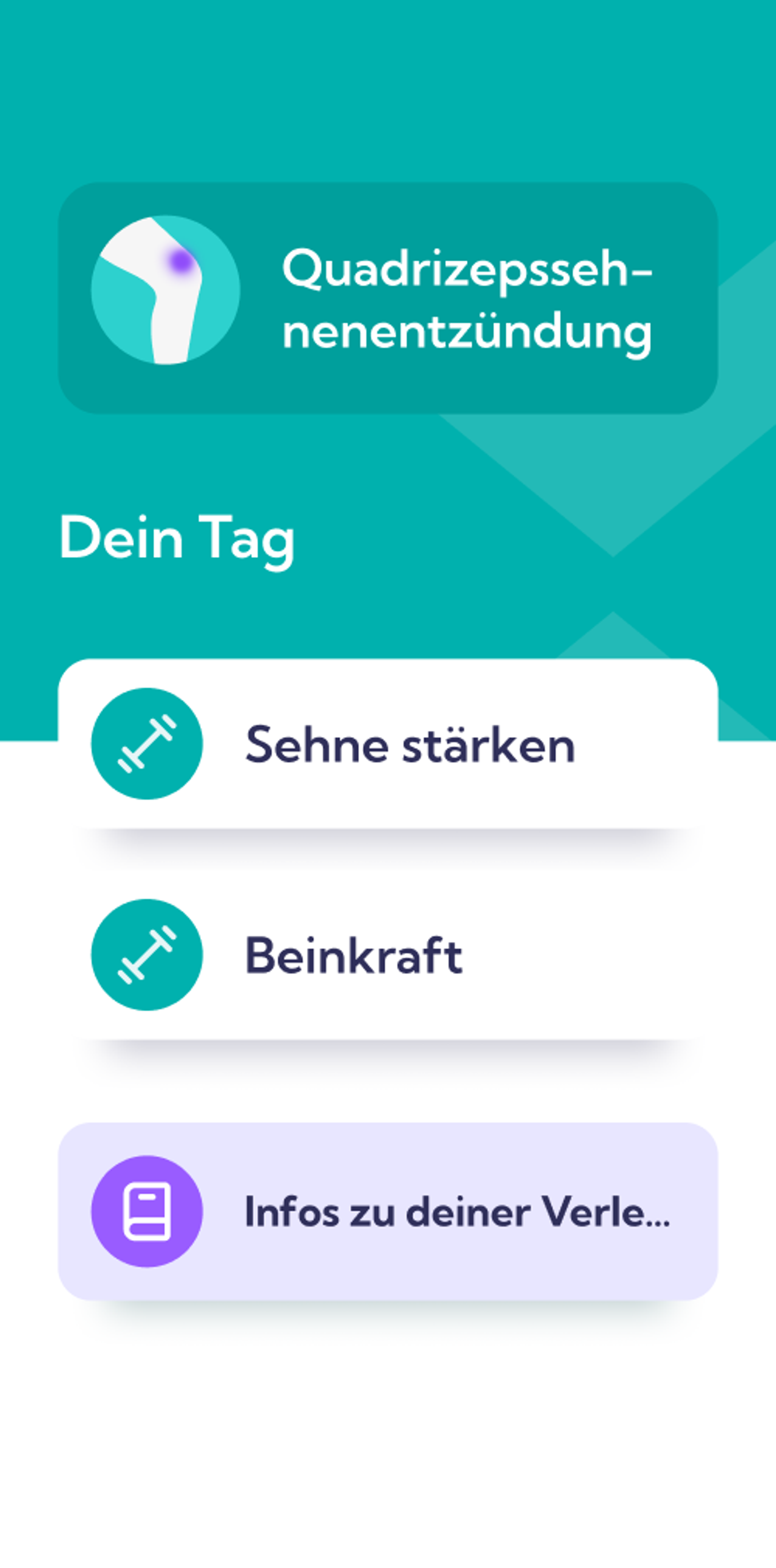 Quadrizepssehnenentzündung – Dashboard overview