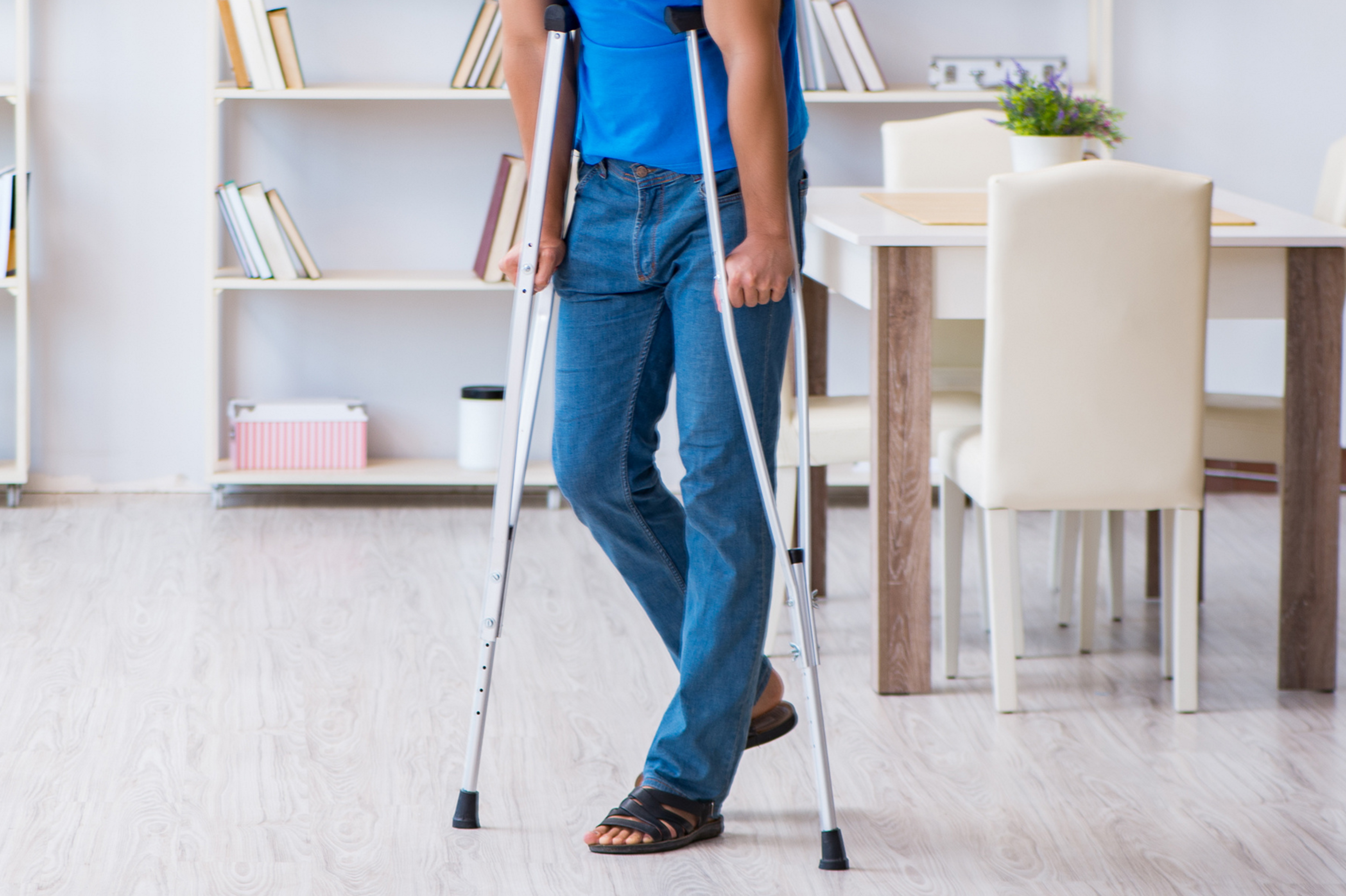 Severe calf strains may require crutches to allow recovery.