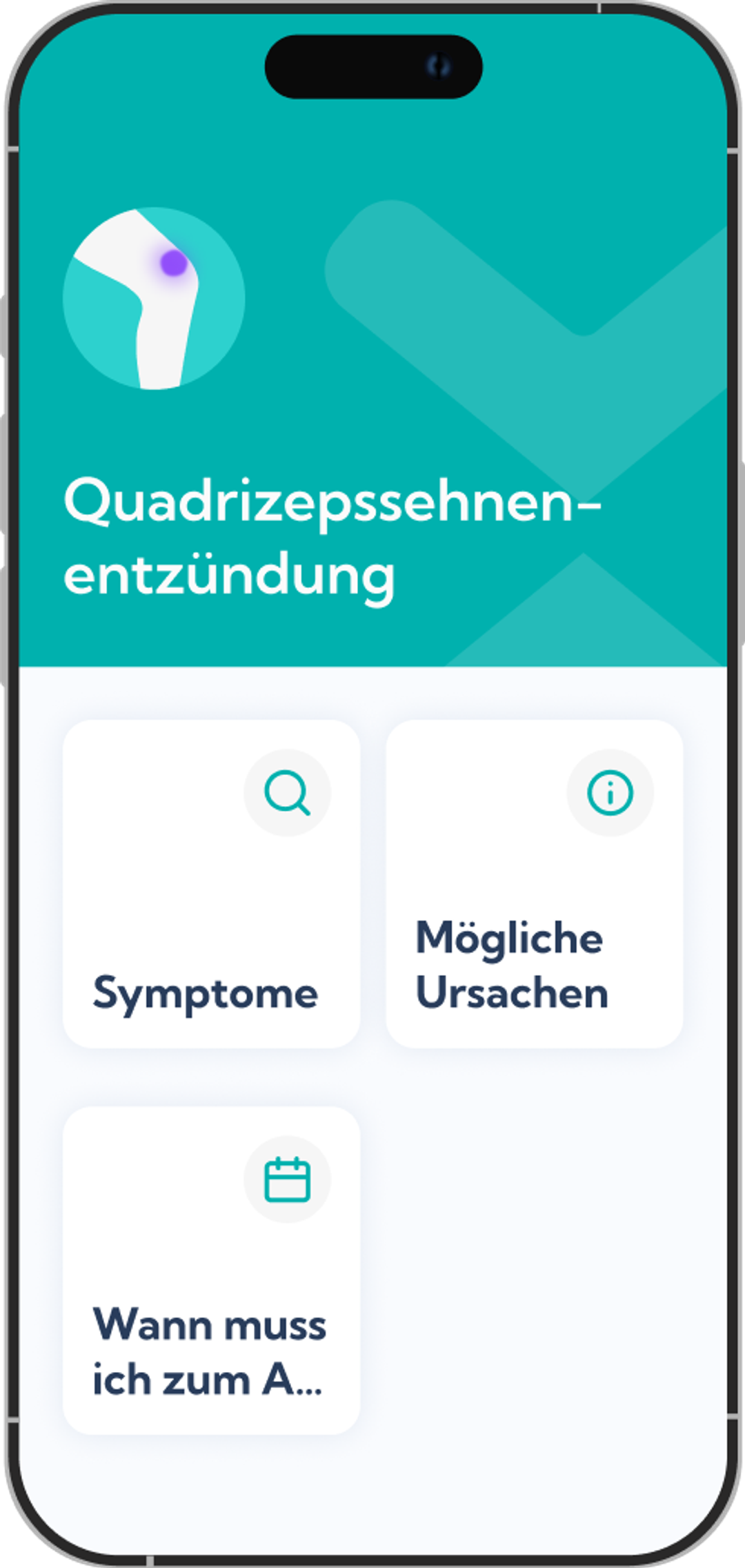 Quadrizepssehnenentzündung Rehaplan Übersicht in der Exakt App