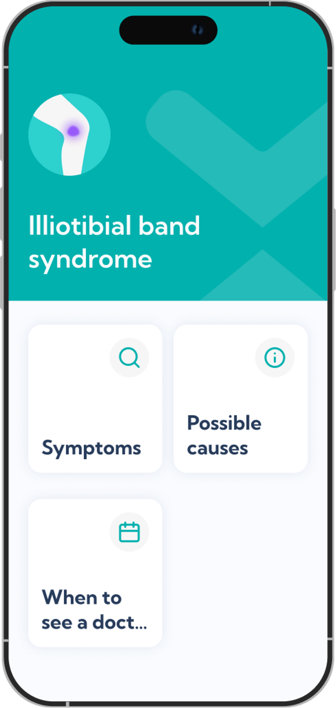 IT band syndrome rehab plan overview screen in the Exakt app.