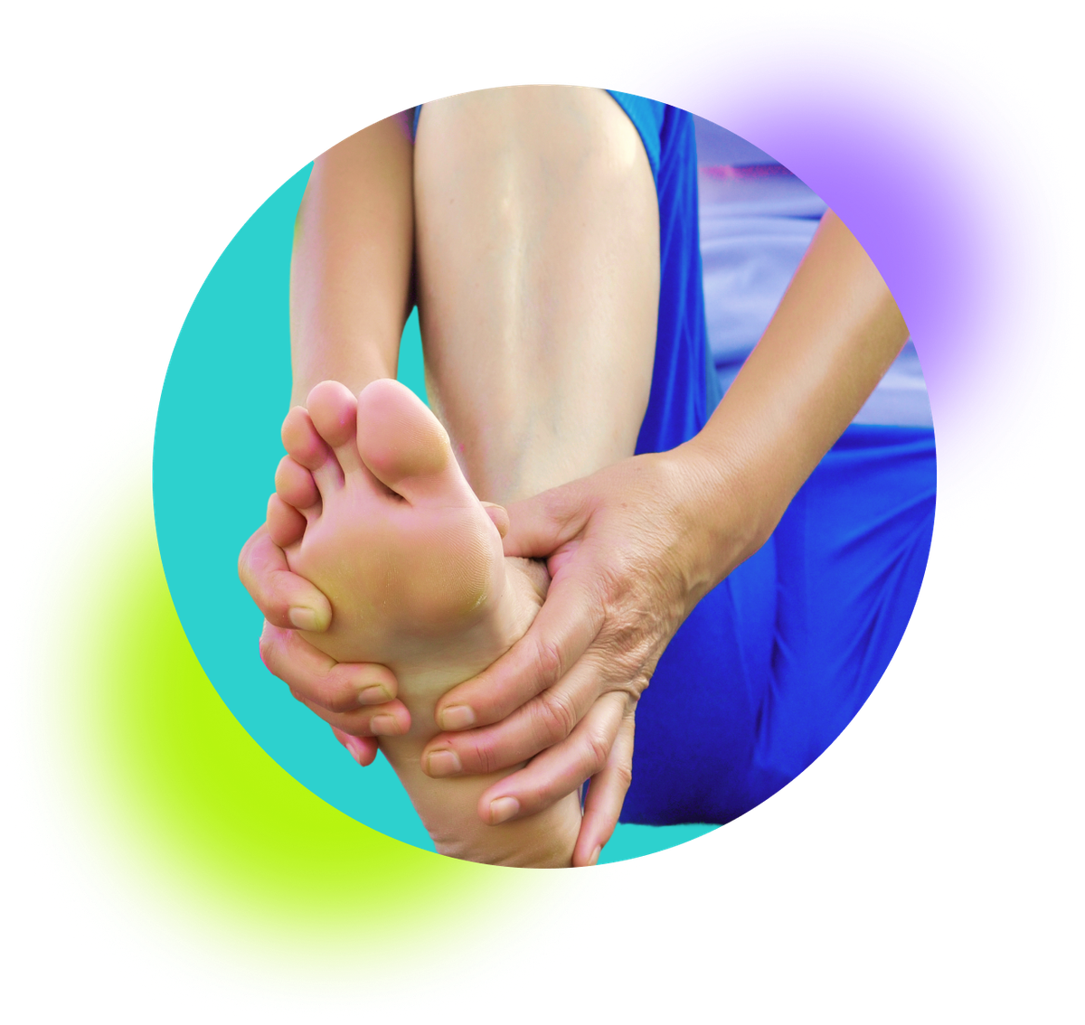 A runner with a painful heel spur holding their foot.