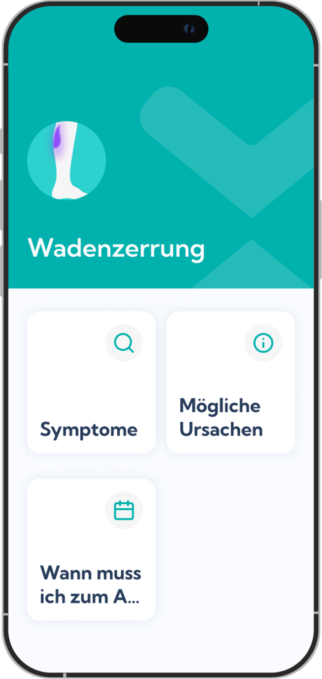 Wadenzerrung Reha-Plan Übersicht in der Exakt App 