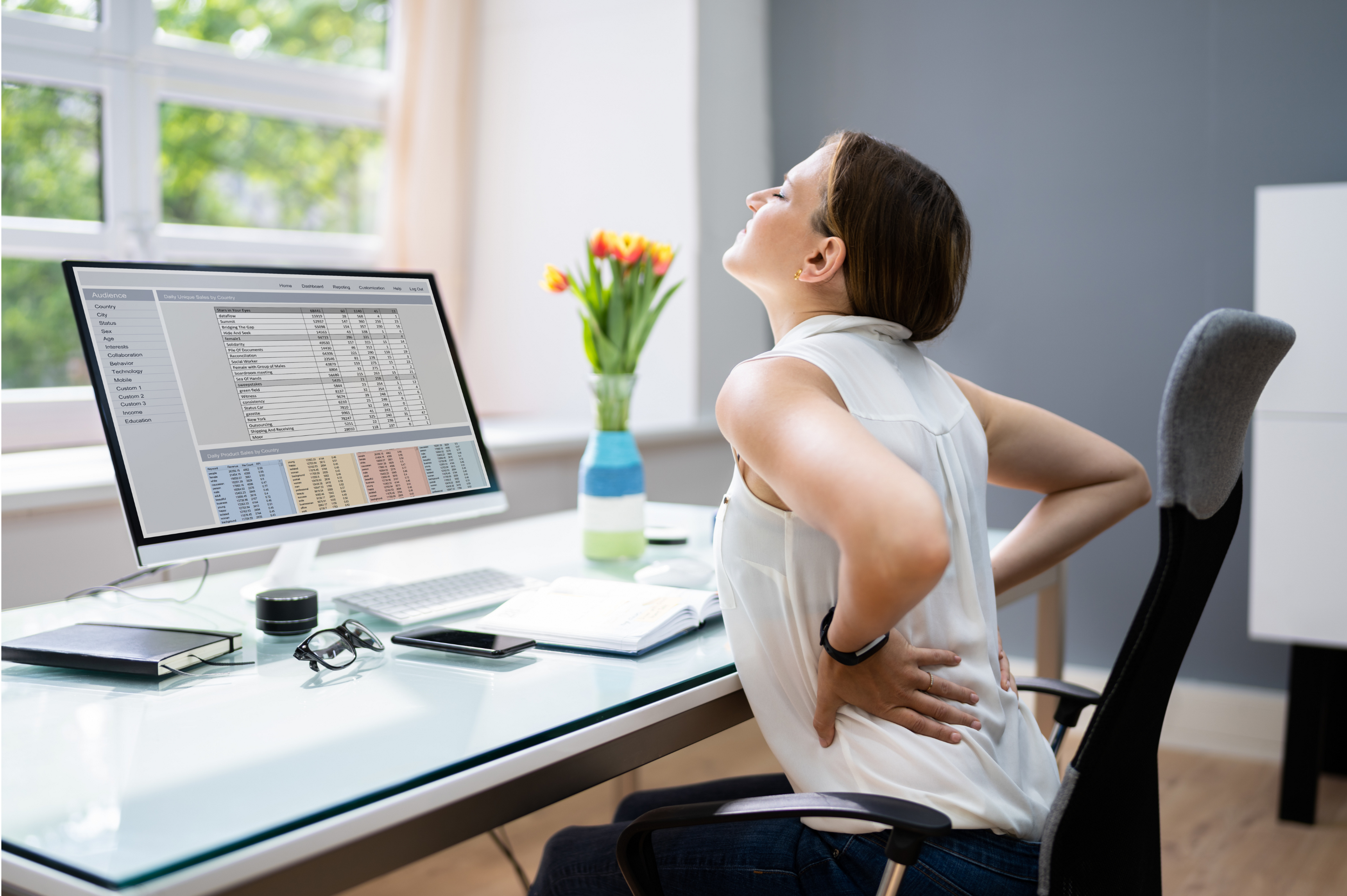 How to treat back pain you get from sitting.