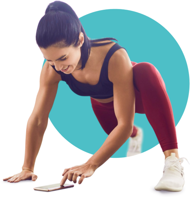 Female runner using the Exakt Health app's exercises to recover from quadriceps tendonitis.