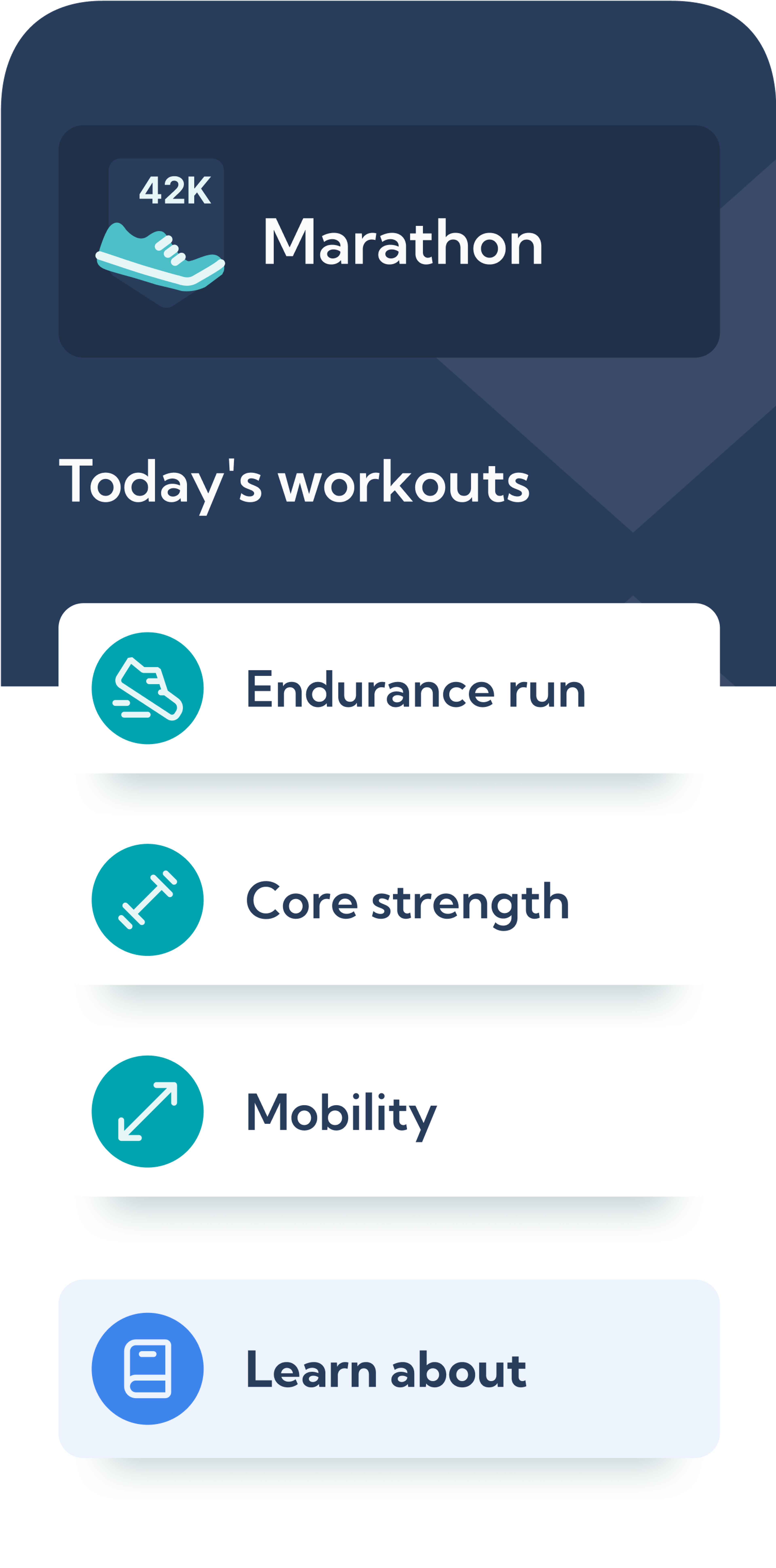 Screenshot of the Marathon training plan in the Exakt Health app.