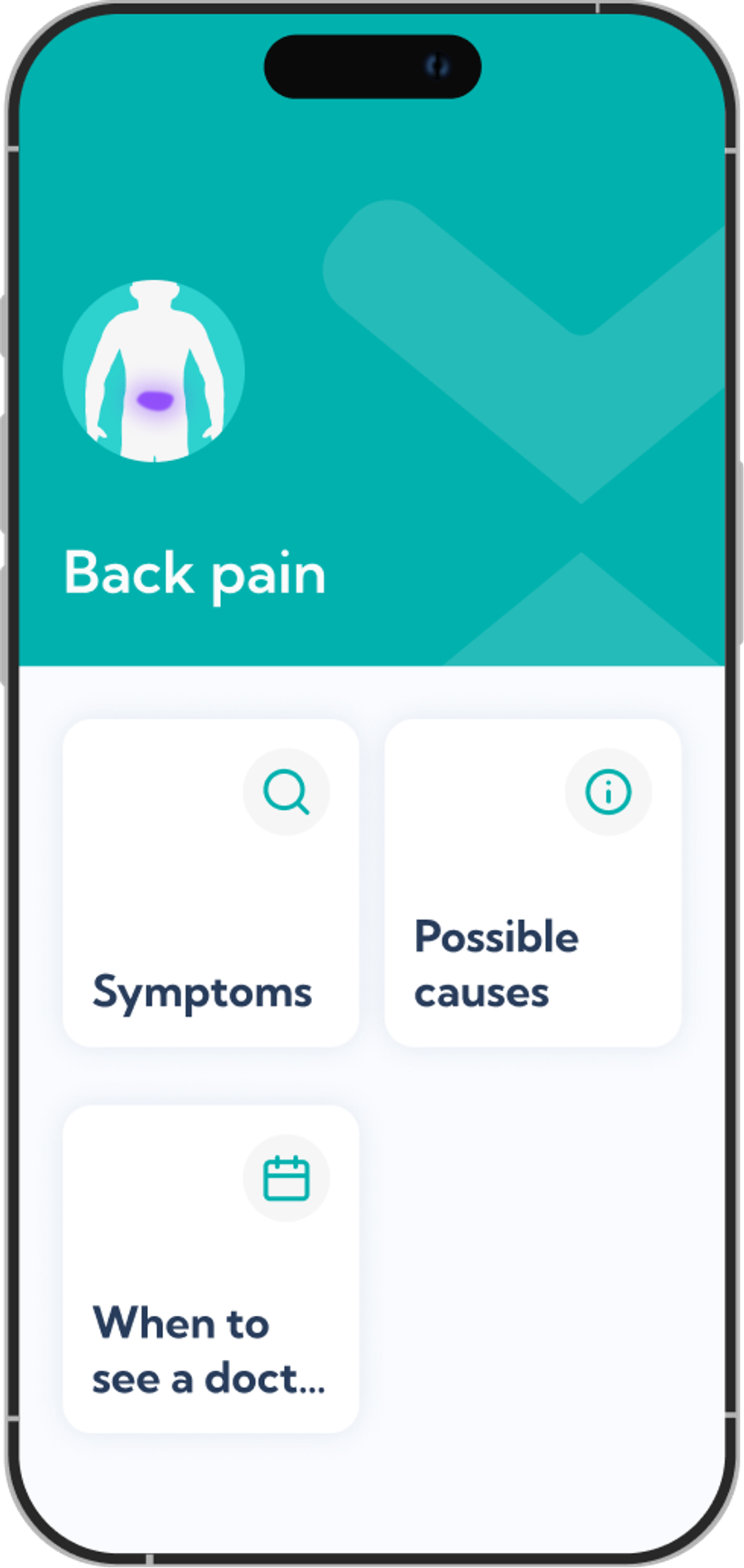 lower back pain treatment plan overview screen in the Exakt app.
