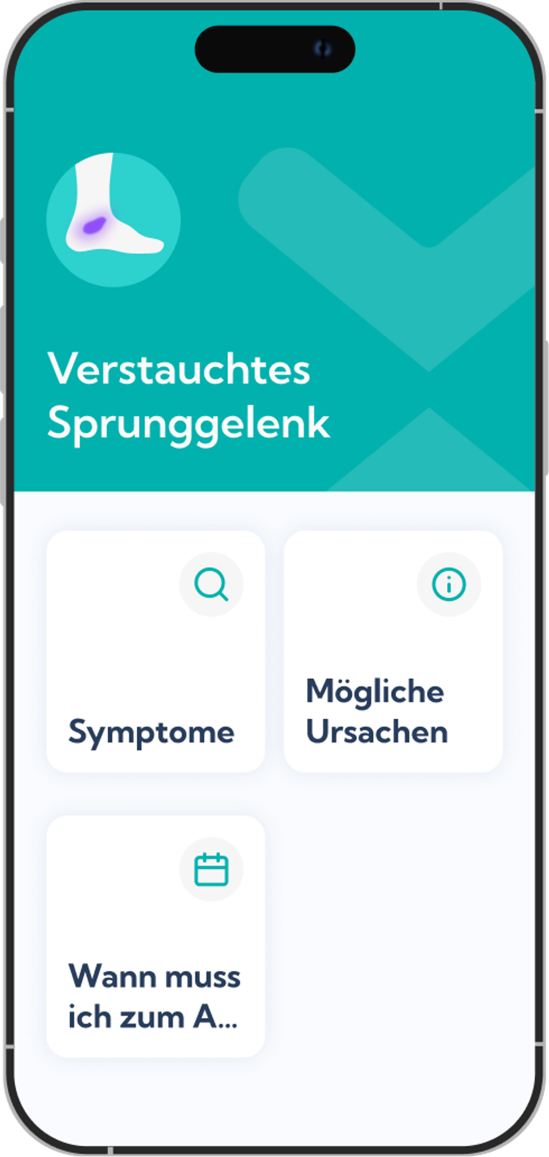 Verstauchtes Sprunggelenk Reha-Plan Übersicht in der Exakt App 