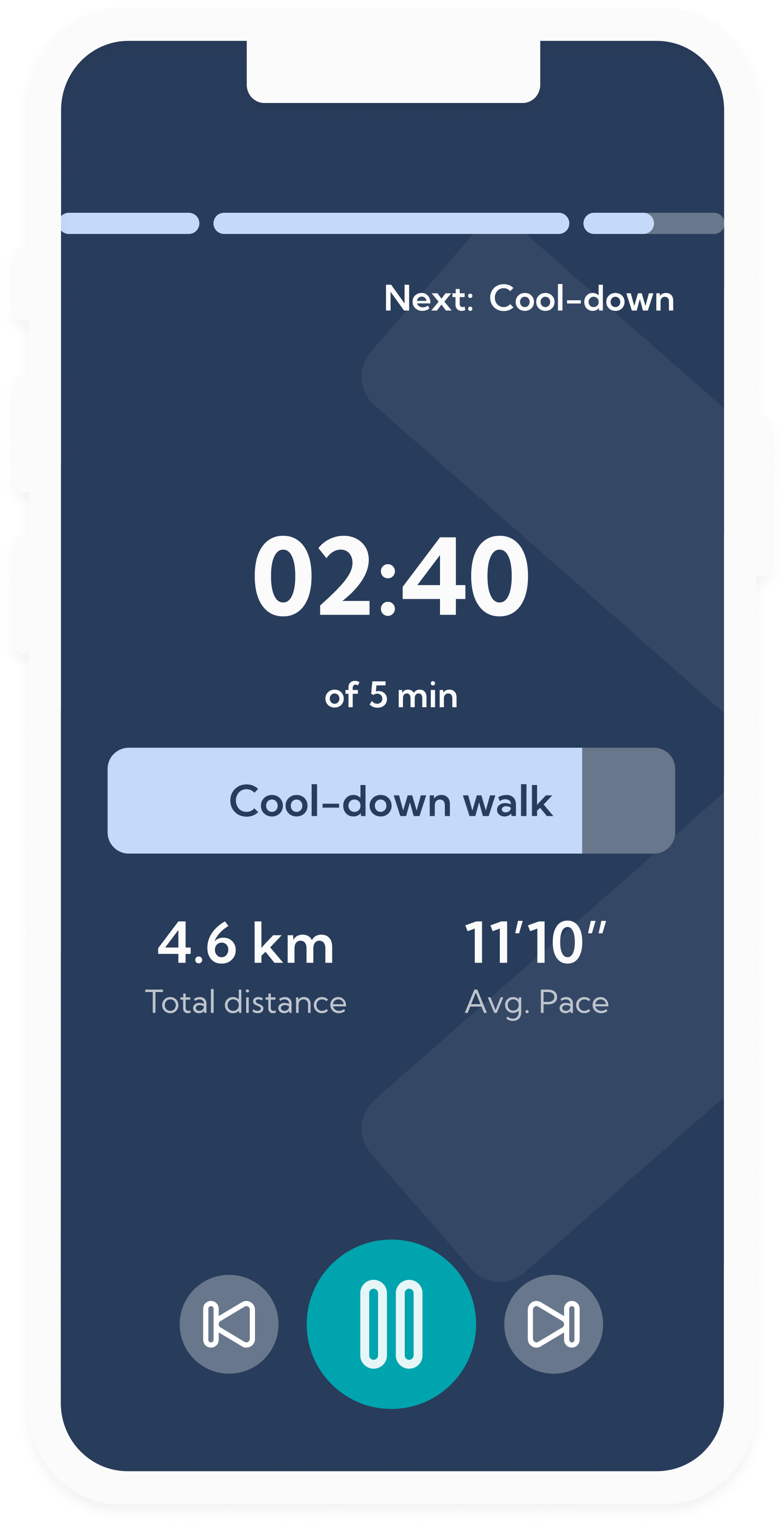 Picture showing what the run tracking feature looks like in the Exakt Health app.