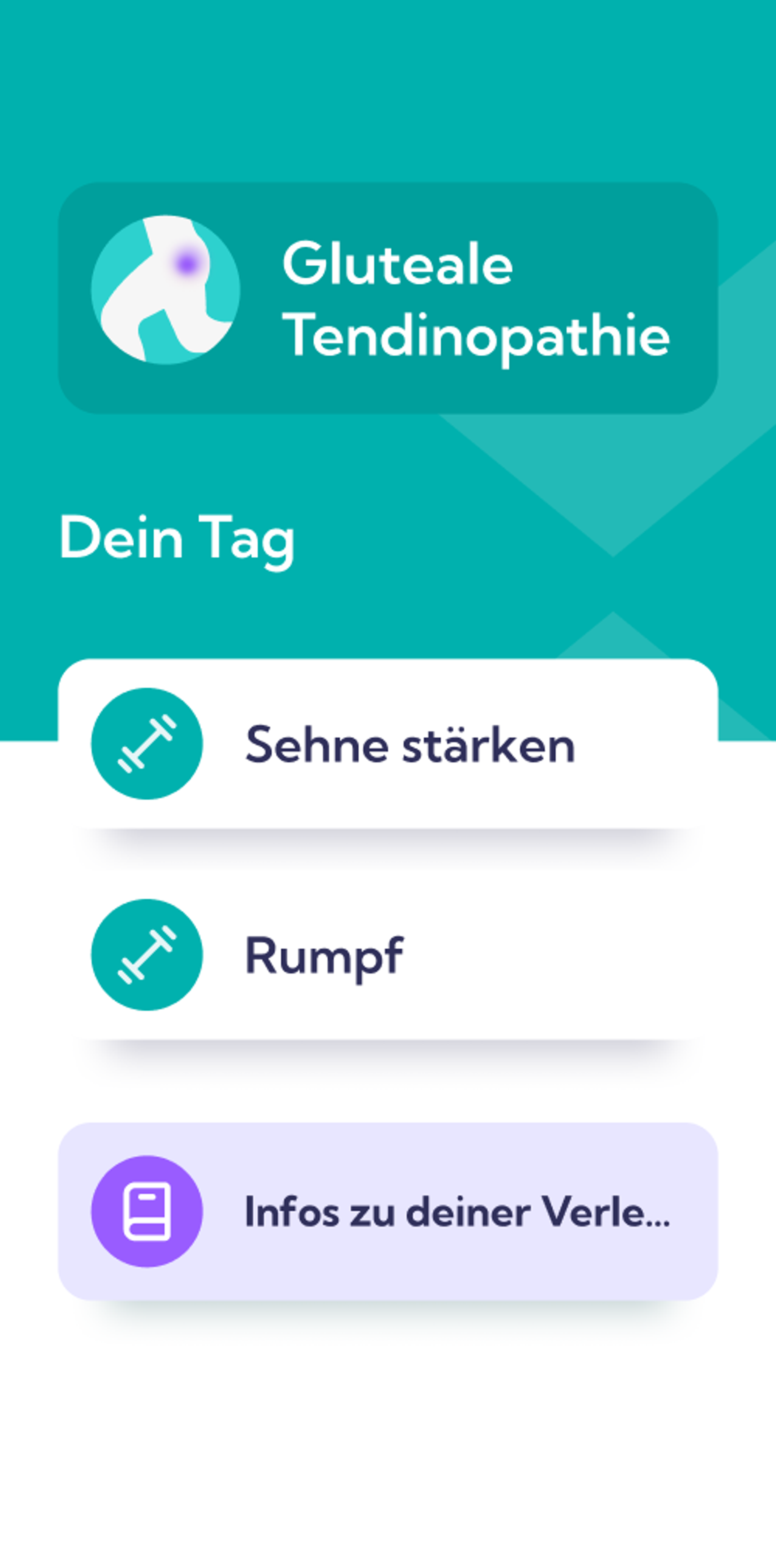 Gluteale Tendinopathie – Dashboard Ansicht
