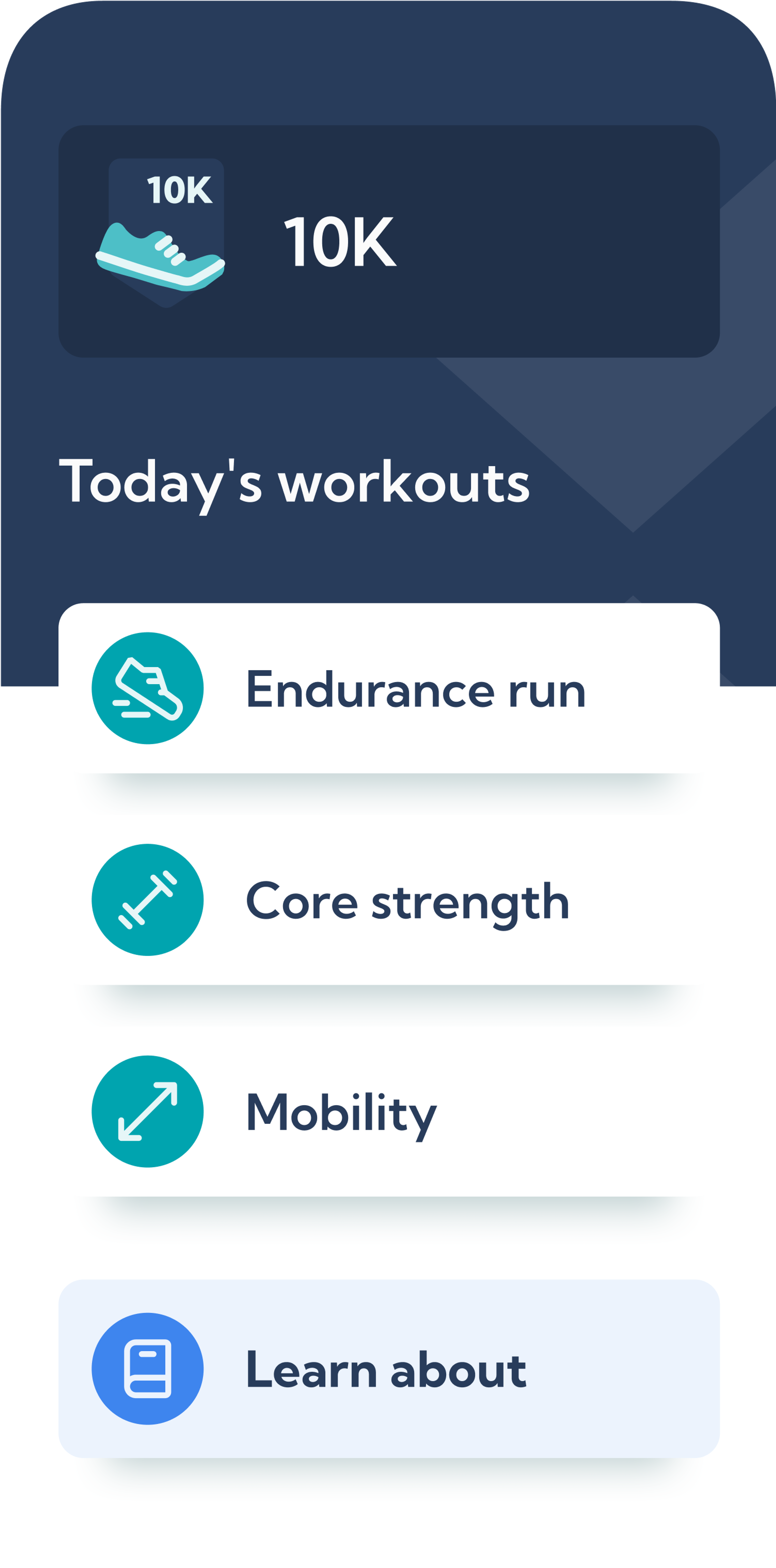 Screenshot of the 10K training plan in the Exakt Health app.