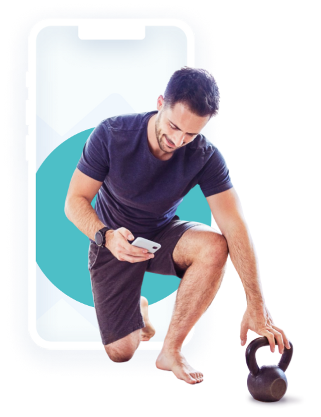Male runner using the Exakt Health app to prevent patellar tendonitis.