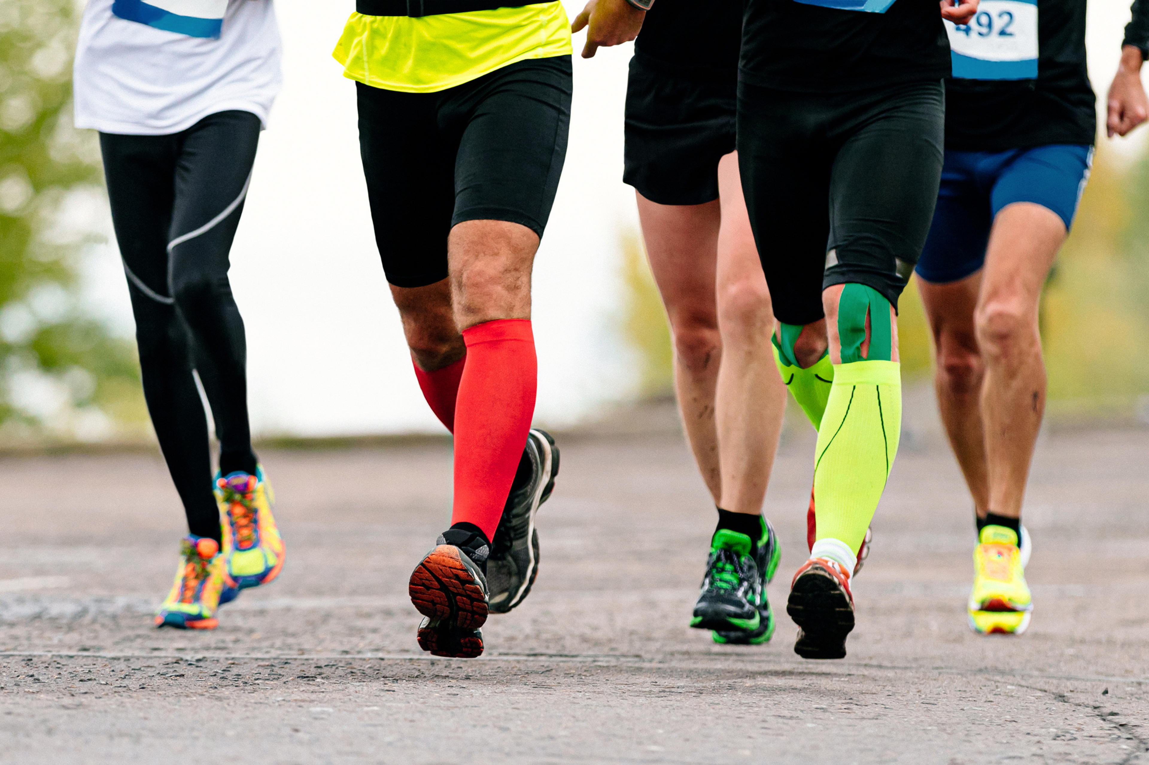 Calf compression sleeves and socks can reduce muscle oscillations during walking and running.