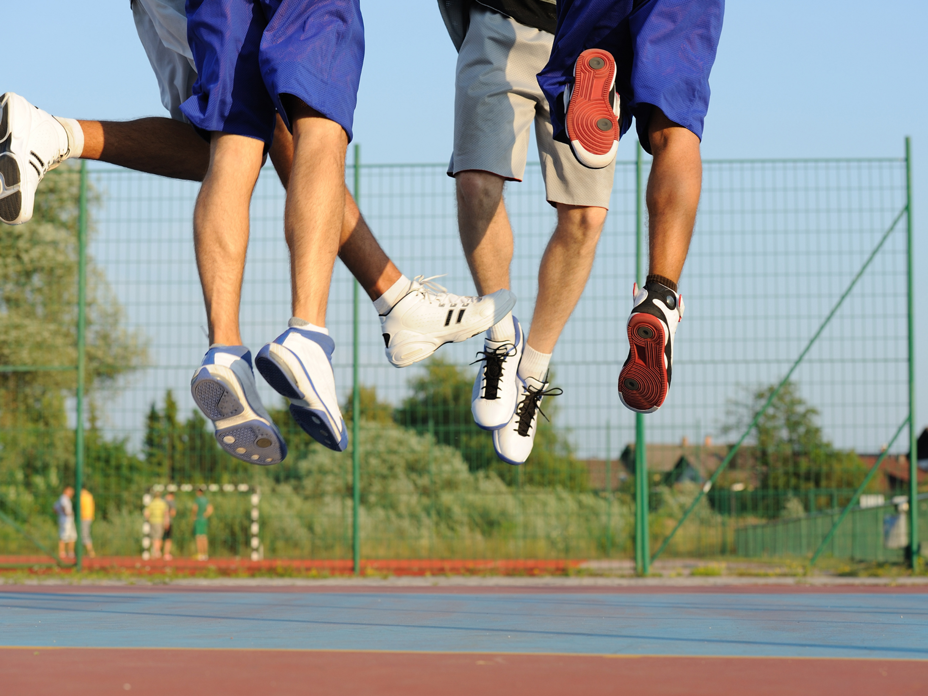 Jumping activities like playing basketball are associated with patellar tendonitis.