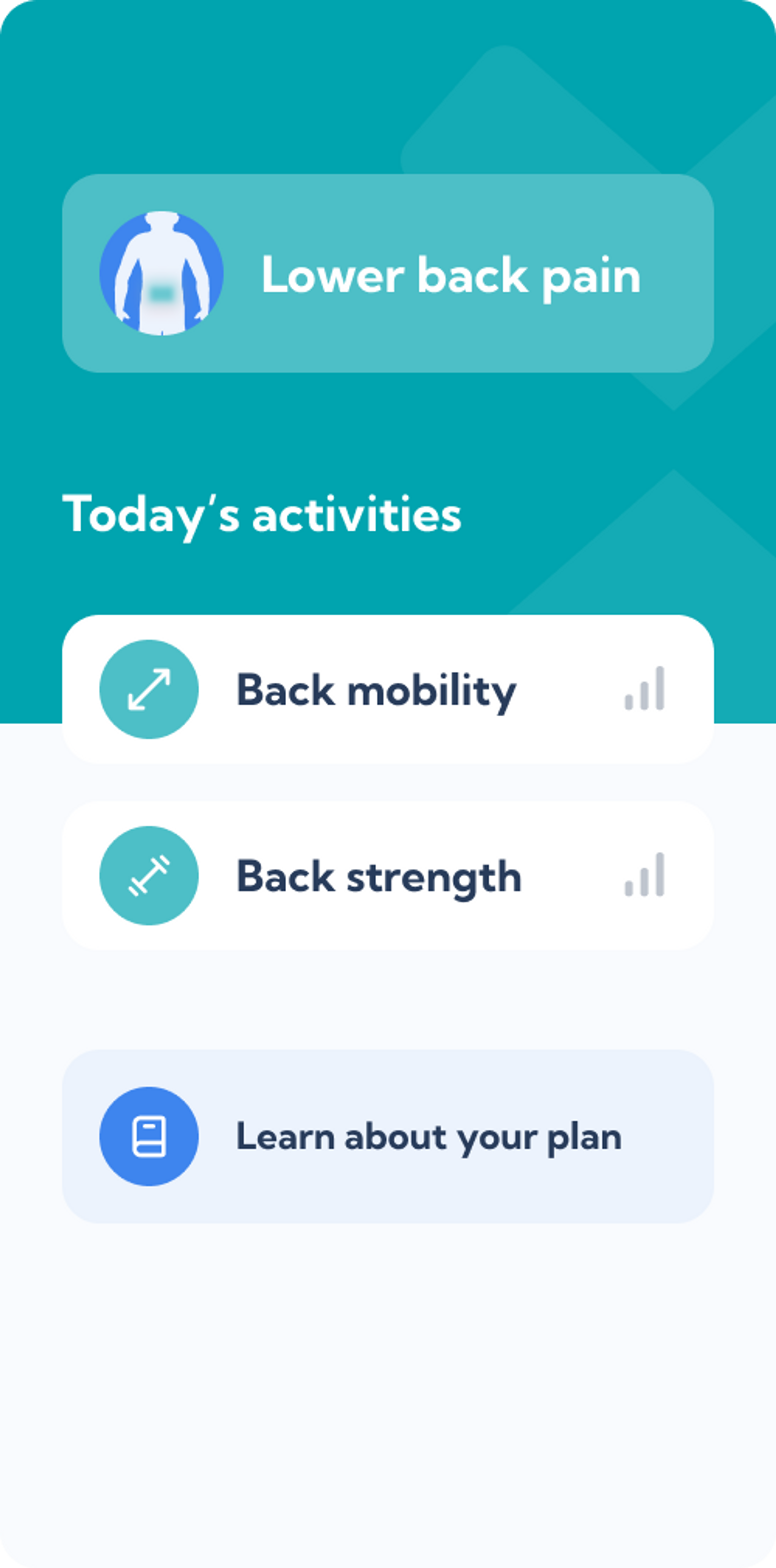 Back pain – Dashboard View