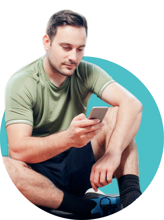 Man looking at Exakt Health app