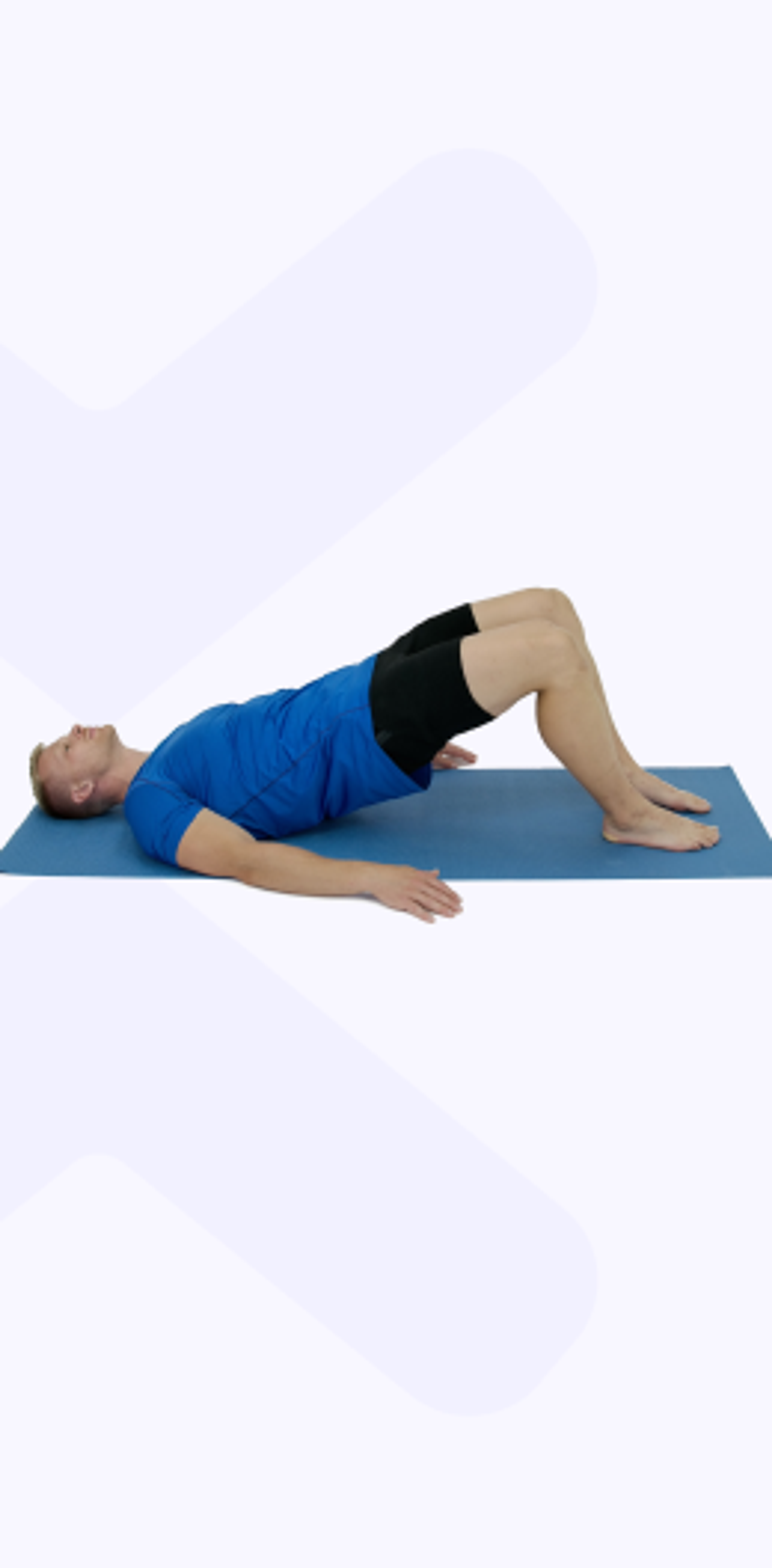 A runner with proximal hamstring tendinopathy performing the glute bridge exercise.