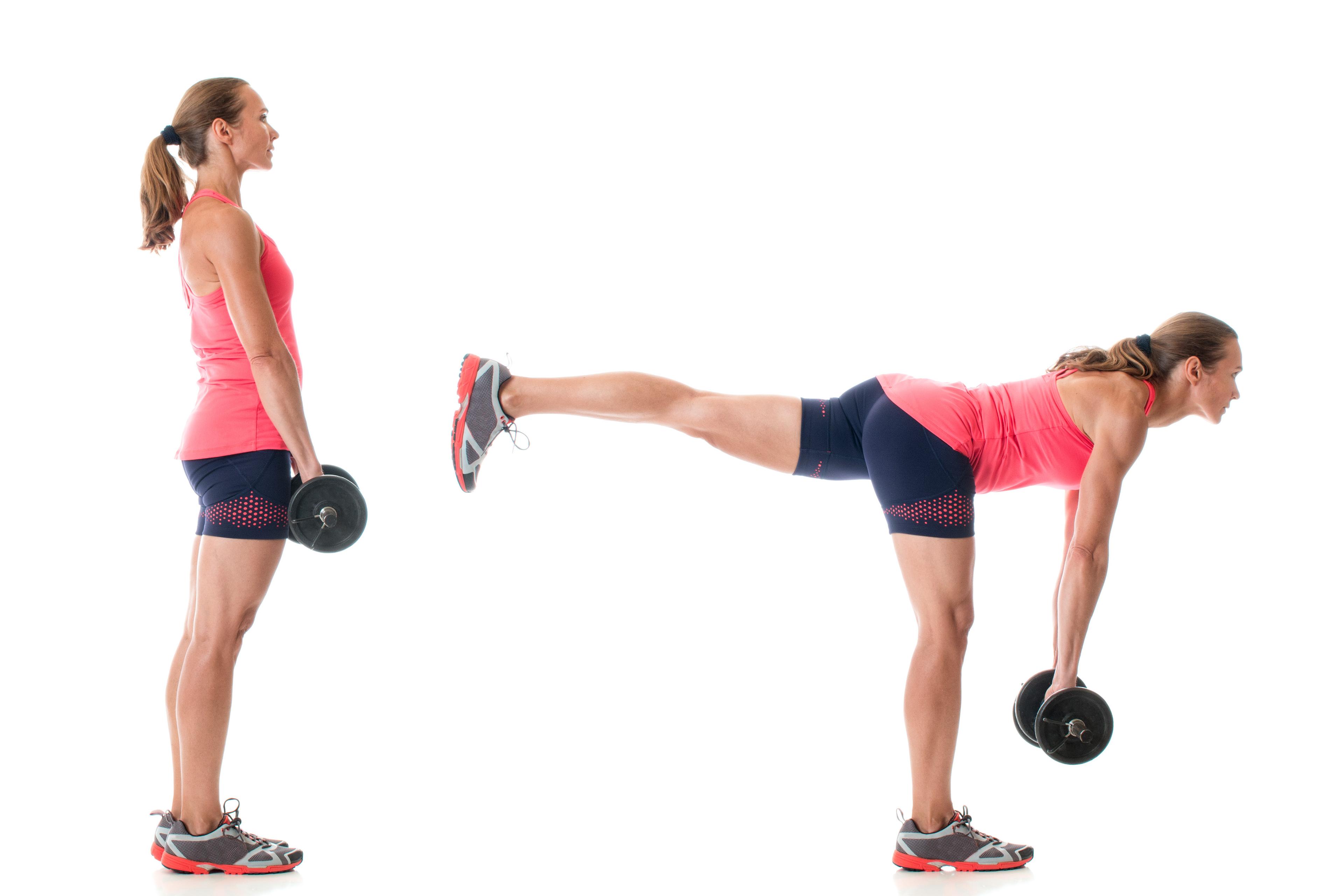 The single-leg deadlift exercise helps treat patellofemoral pain syndrome by strengthening your glutes and hamstrings while improving your position sense.