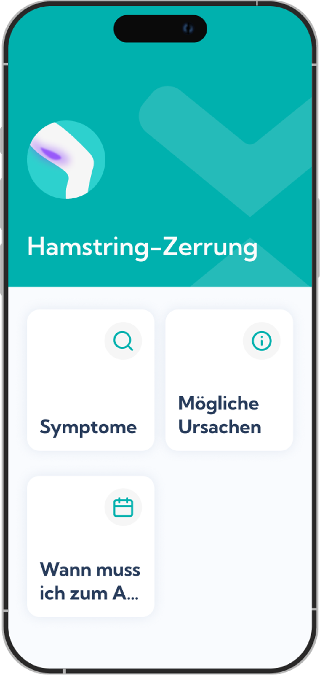Hamstring-Zerrung Reha-Plan Übersicht in der Exakt App