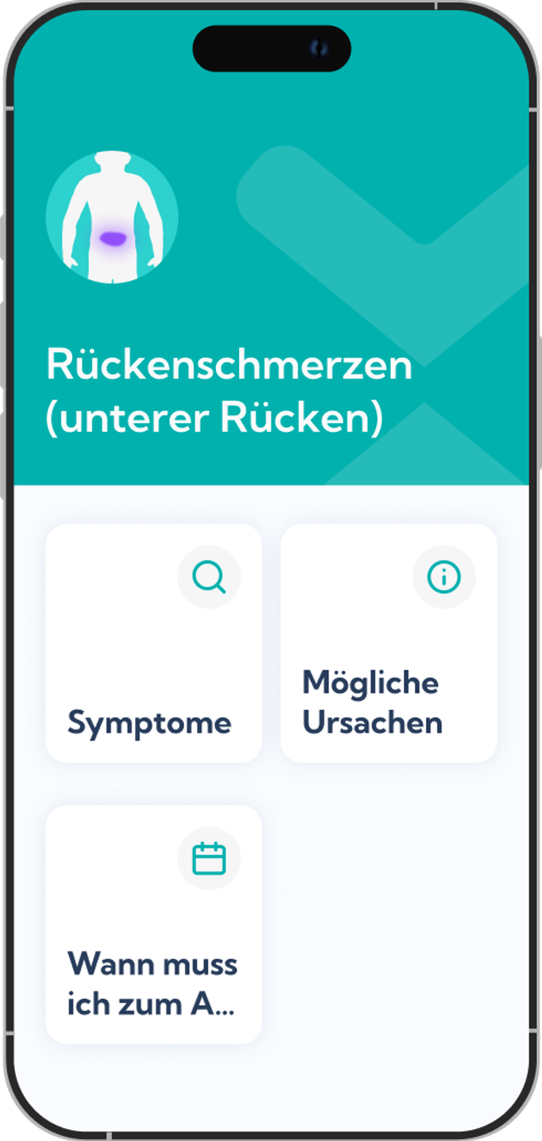 Rückenschmerzen Reha-Plan Übersicht in der Exakt App