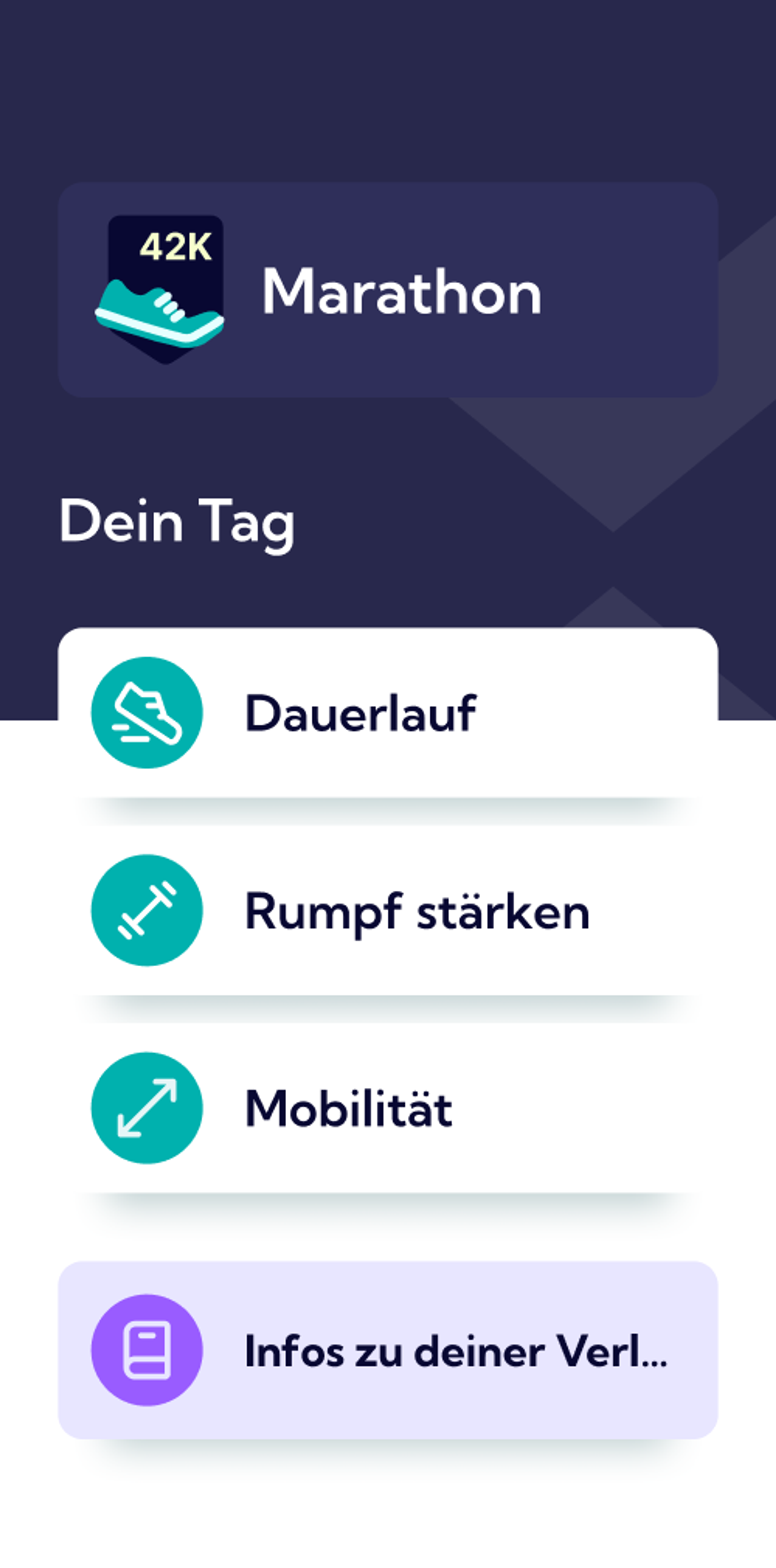 Screenshot des Marathon Plans in der Exakt App.