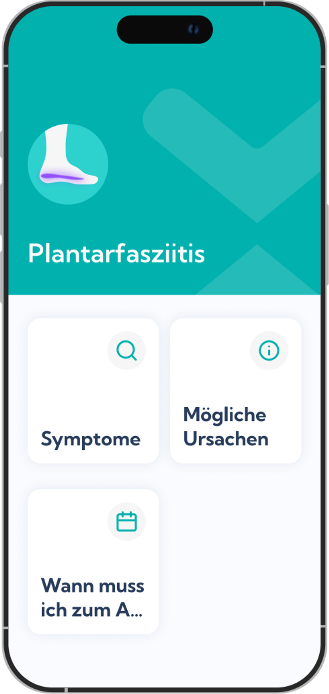 Screenshot der Übersichtsseite des Plantarfasziitis-Rehaplans in der Exakt App.