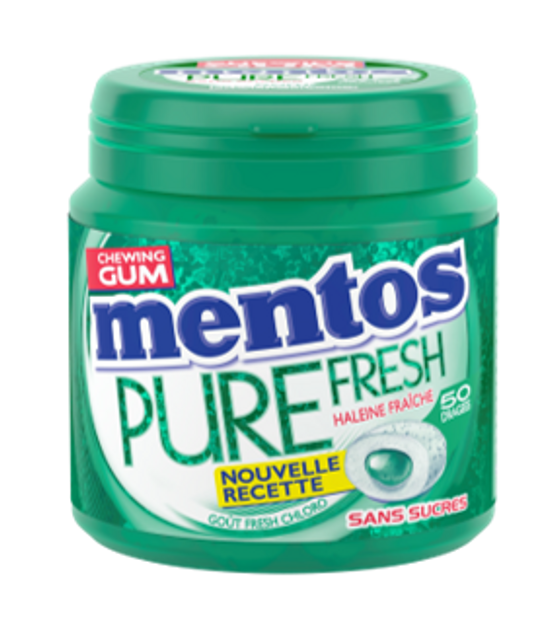 Chewing gum mentos pure fresh sans sucre goût tropical - 100 g