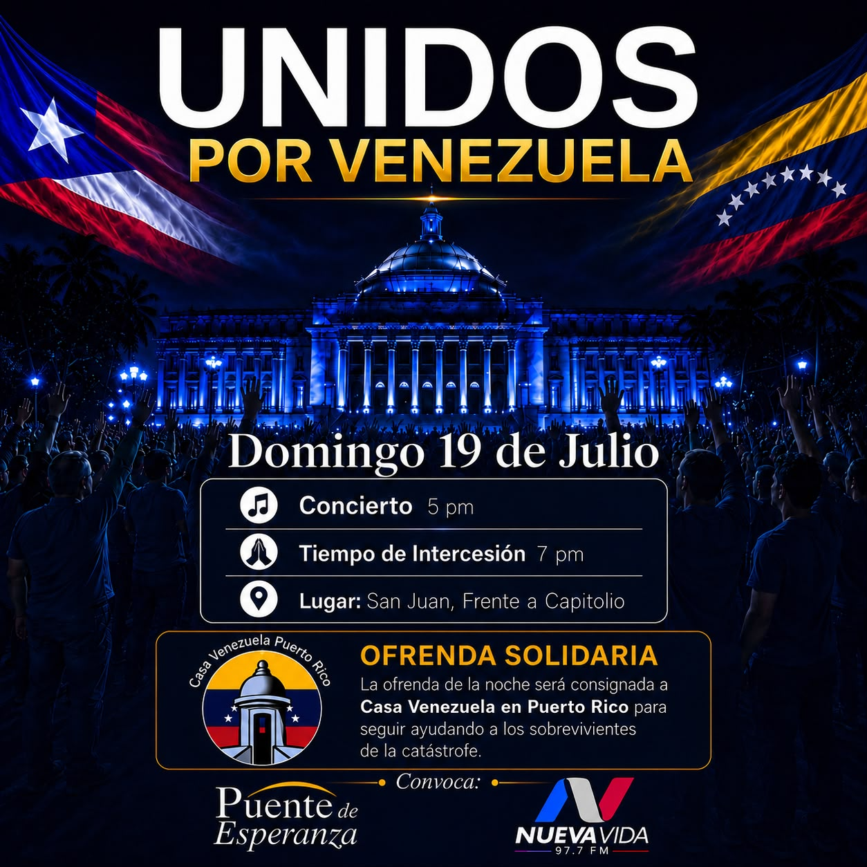 A un mes del terremoto, Puente de Esperanza, Casa Venezuela y Nueva Vida presentan "Unidos por Venezuela"