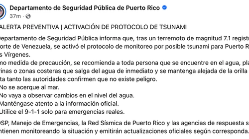 ALERTA PREVENTIVA | ACTIVACIÓN DE PROTOCOLO DE TSUNAMI