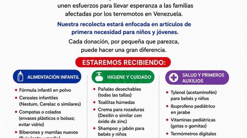 Fundación Pro Ayuda y Sociedad Pro Hospital del Niño recogen suministros para familias afectadas por sismos en Venezuela