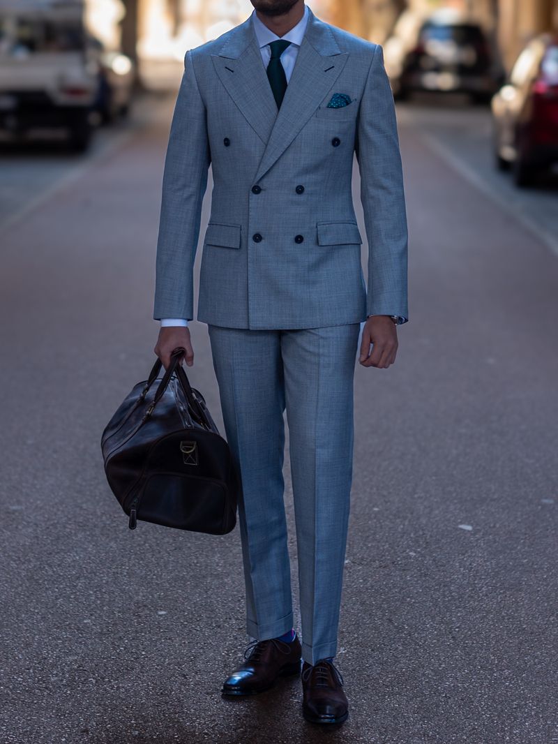 Grey Double Breasted Two Piece Suit