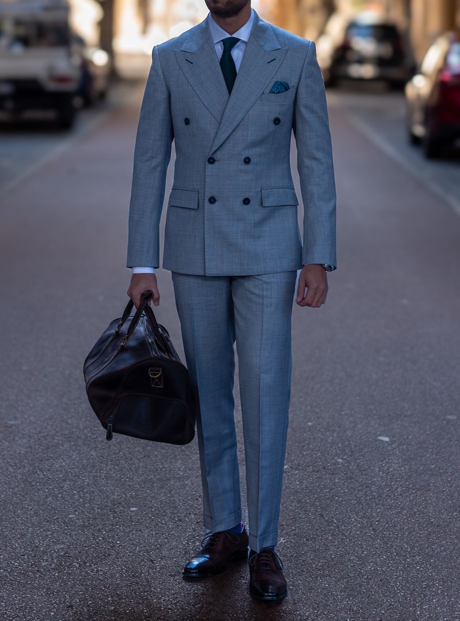 Grey Double Breasted Two Piece Suit