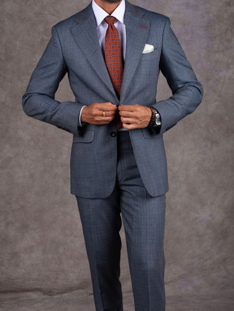 Medium Grey Sharkskin Two Piece Suit