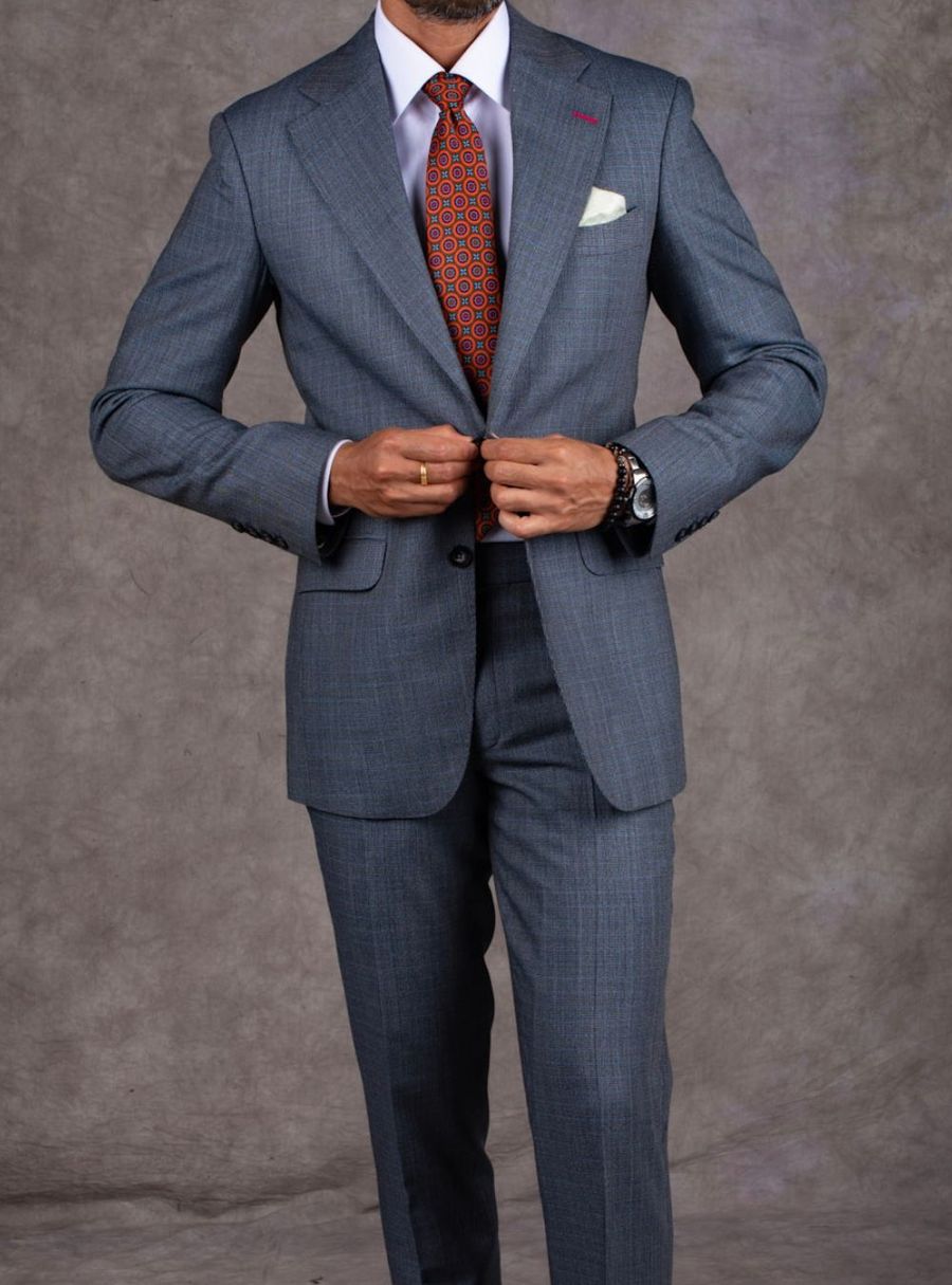 Medium Grey Sharkskin Two Piece Suit