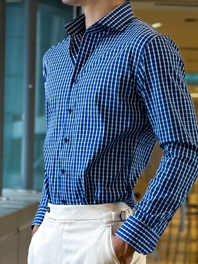 Deep Blue Checks Tailored Shirt