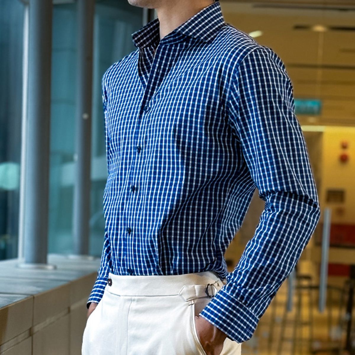 Deep Blue Checks Tailored Shirt