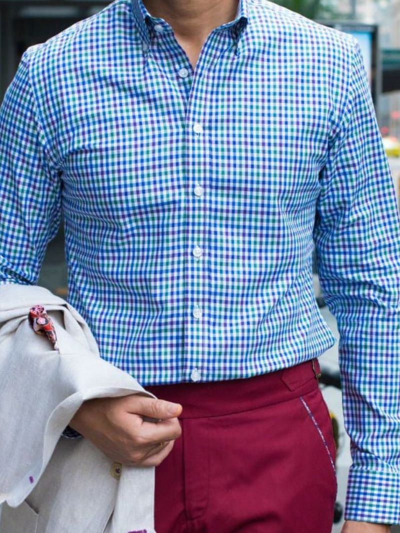 Violet Gingham Tailor Made Shirt
