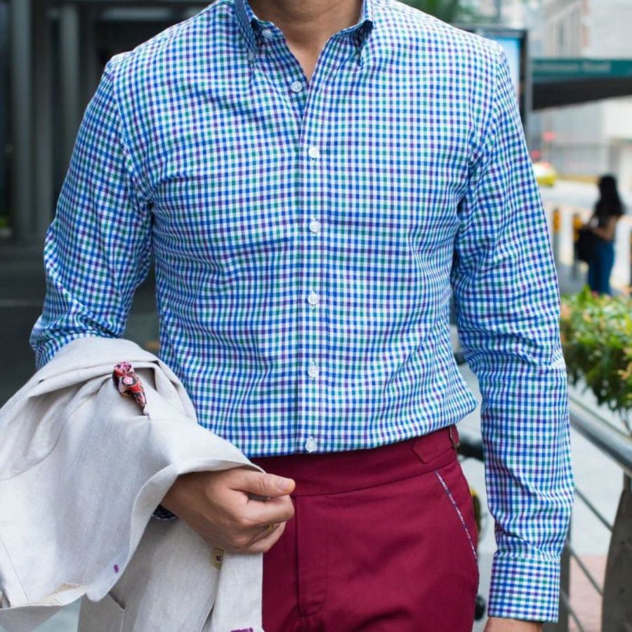 Violet Gingham Tailor Made Shirt