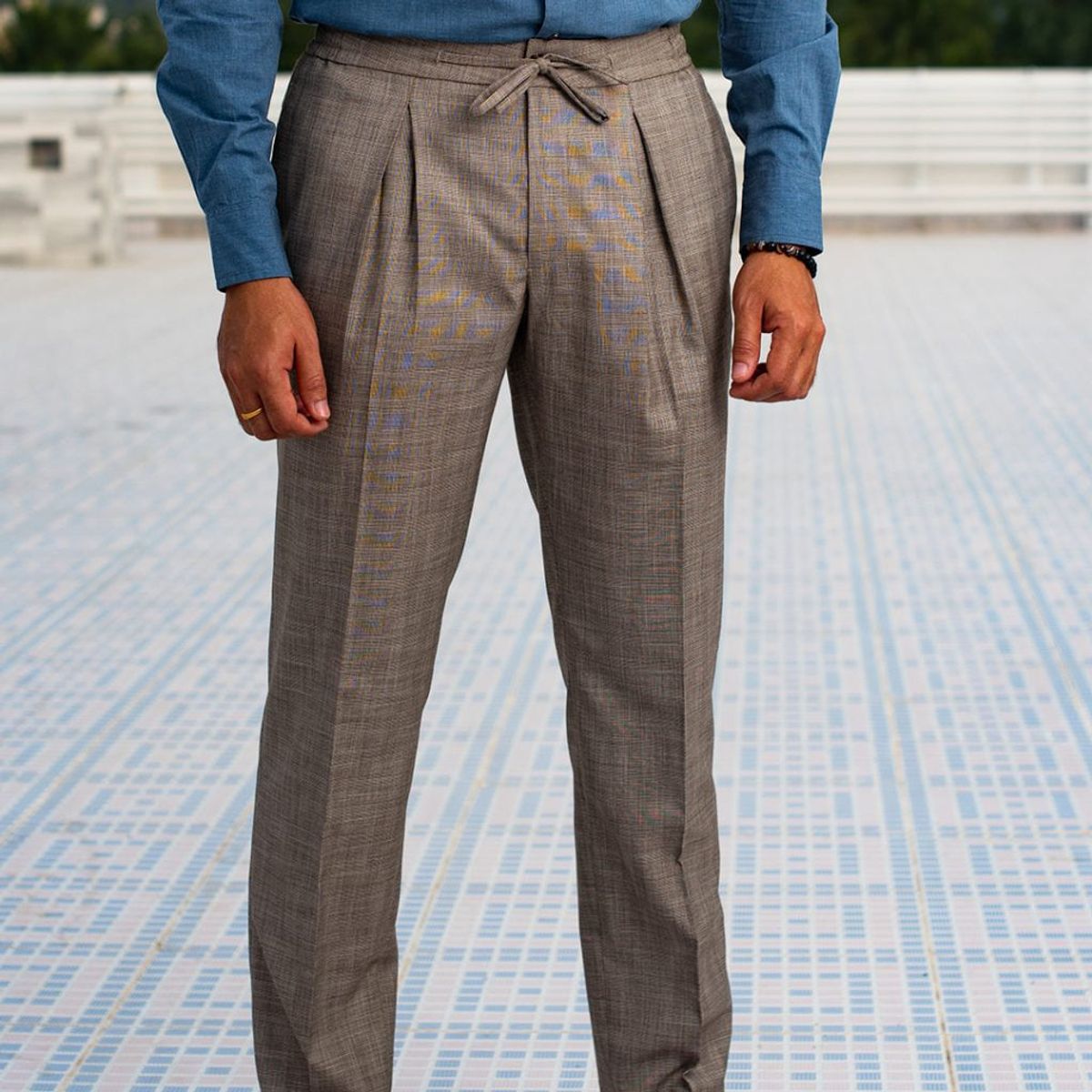 Brown Checks Drawstring Trouser Tailor Made