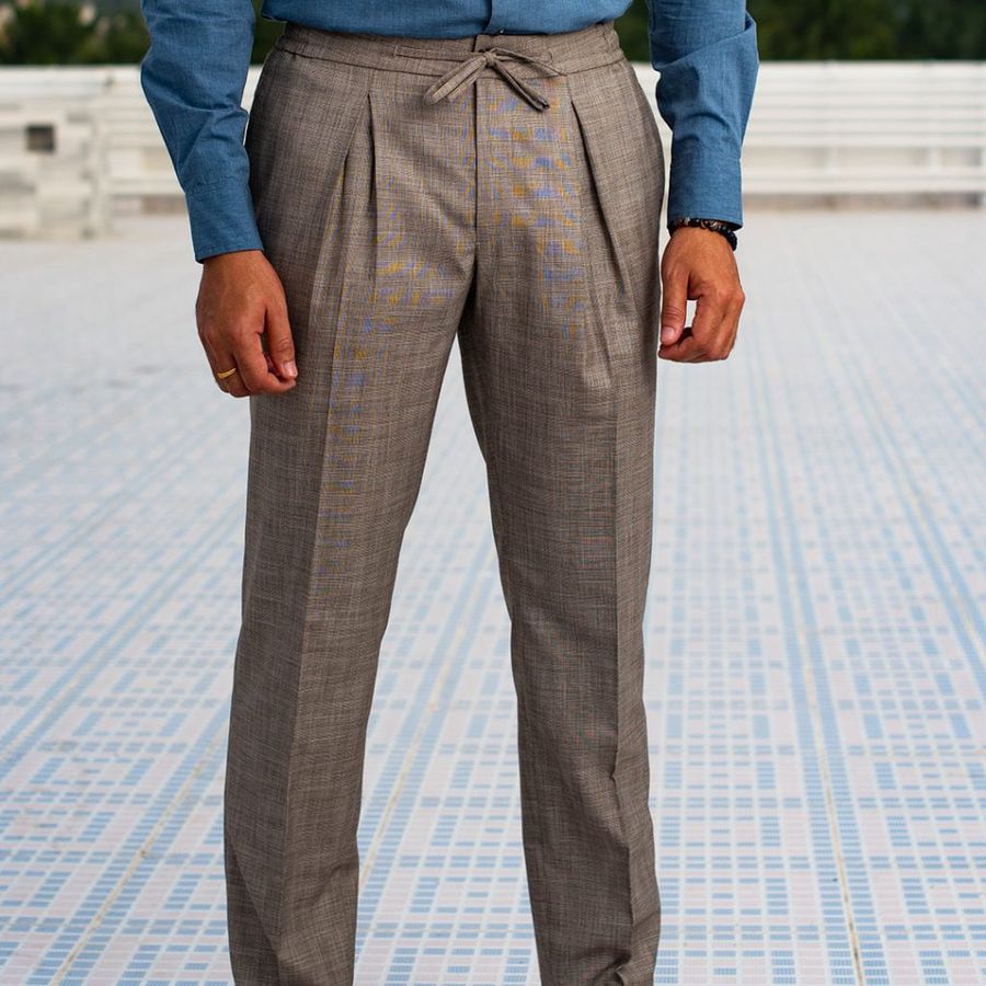 Brown Checks Drawstring Trouser Tailor Made