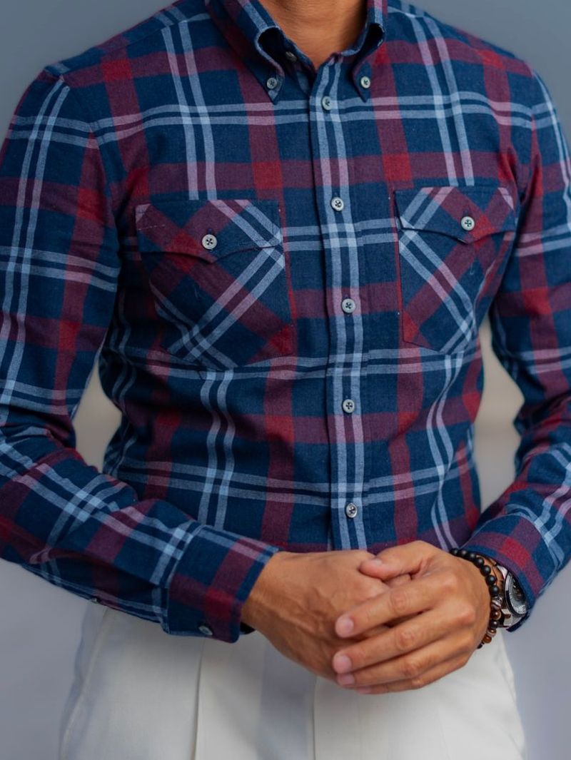 Purple Tartan Casual Checked Shirt