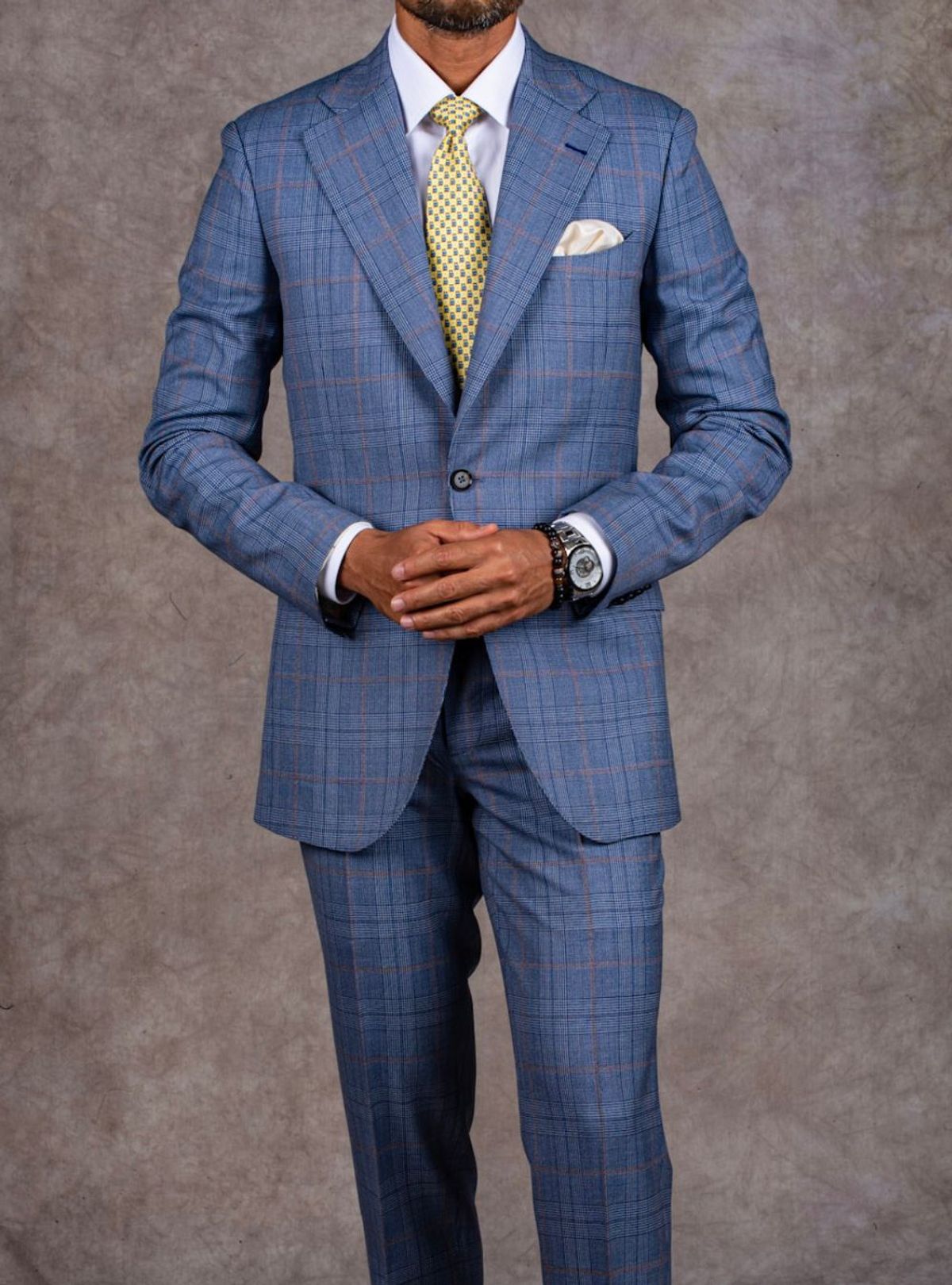 Steel Blue Windowpane Glen Checks Two Piece Suit