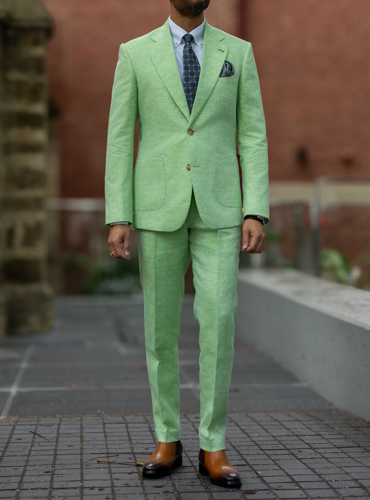 Light Green Linen Two Piece Suit