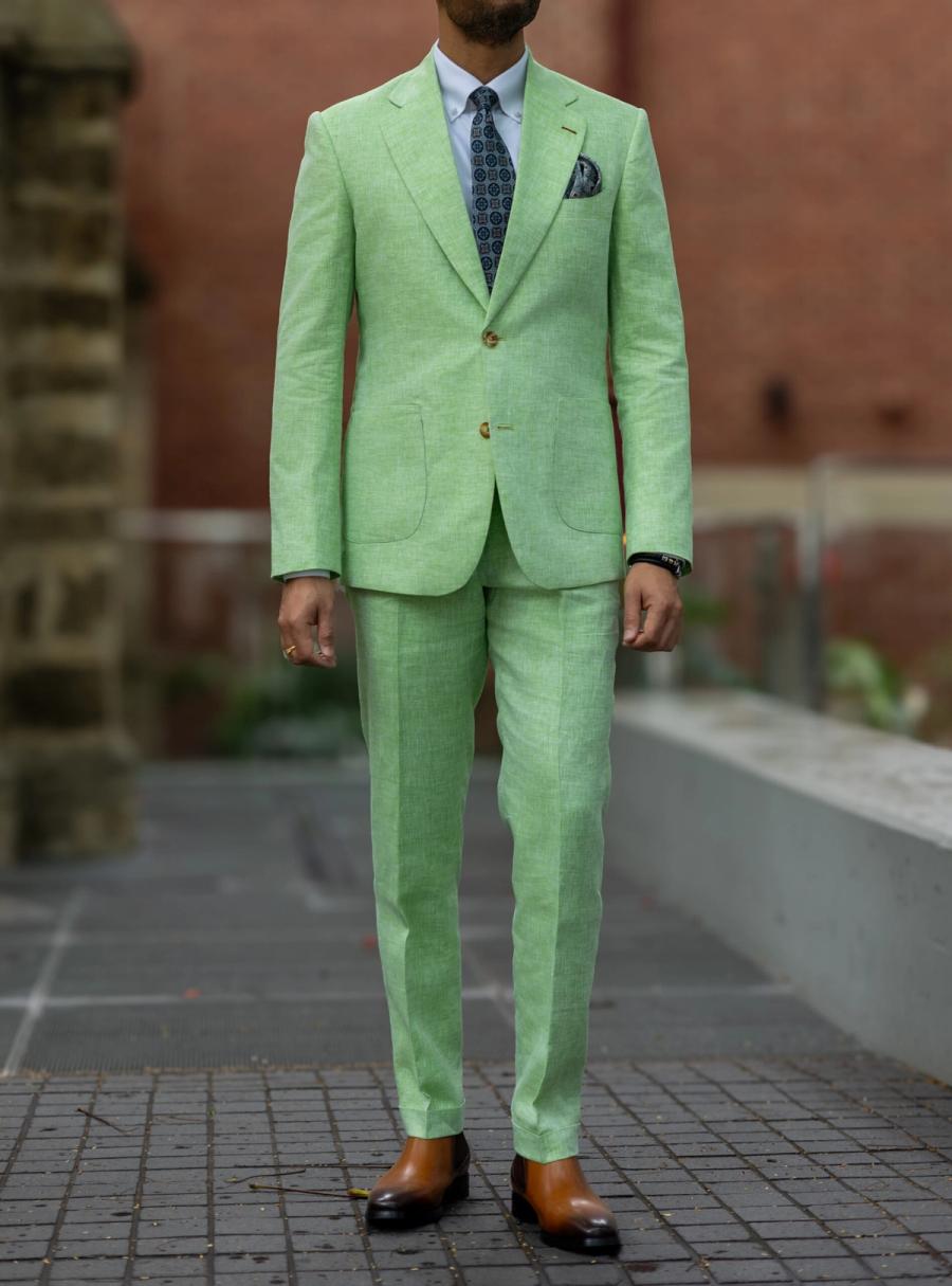 Light Green Linen Two Piece Suit