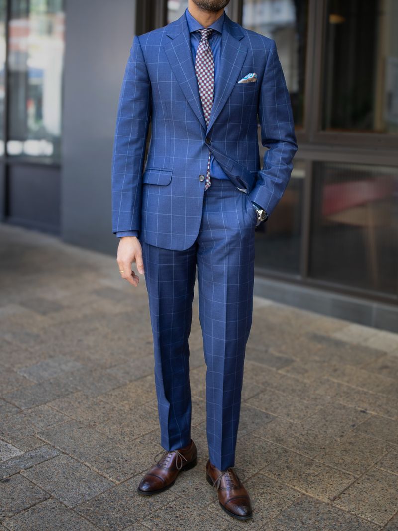 Navy Window Pane Two Piece Suit