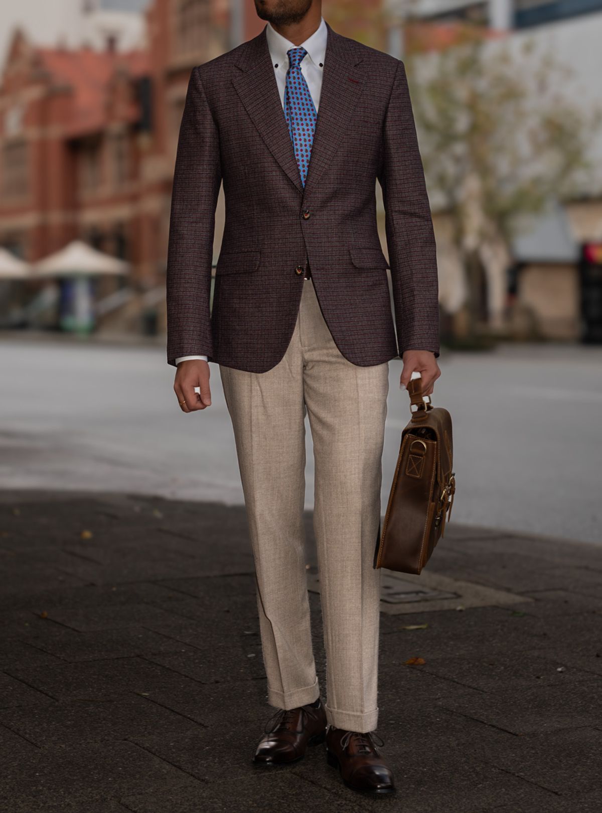 Dark Red Houndstooth Flannel Blazer