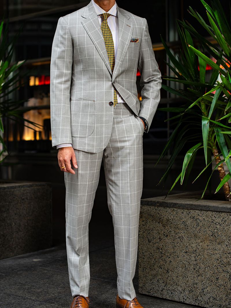 Light Grey Checks Two Piece Suit