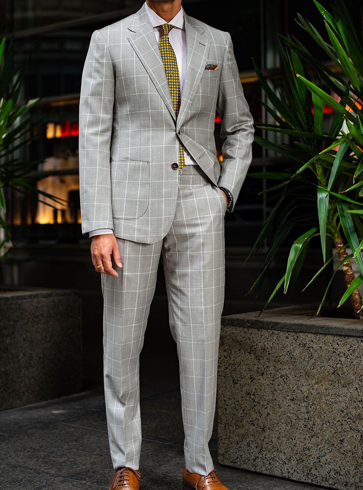 Light Grey Checks Two Piece Suit