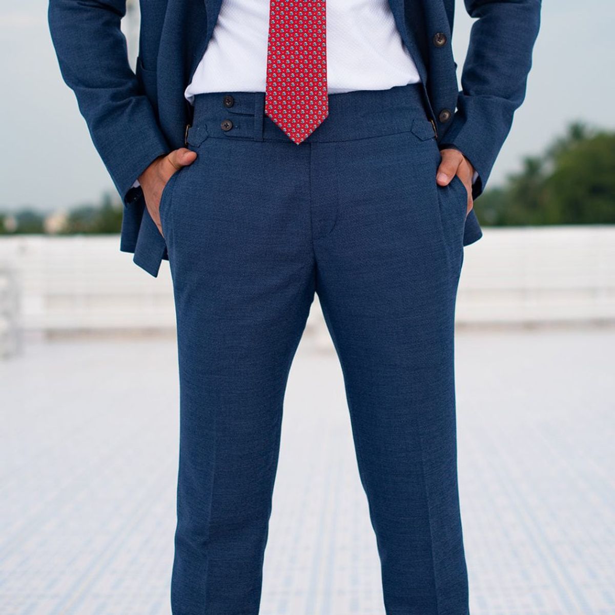 Blue Birdseye Trousers Tailor Made