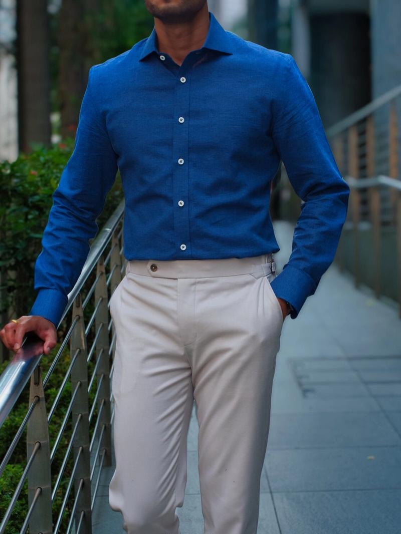 Dark Blue Chambray Tailored Shirt